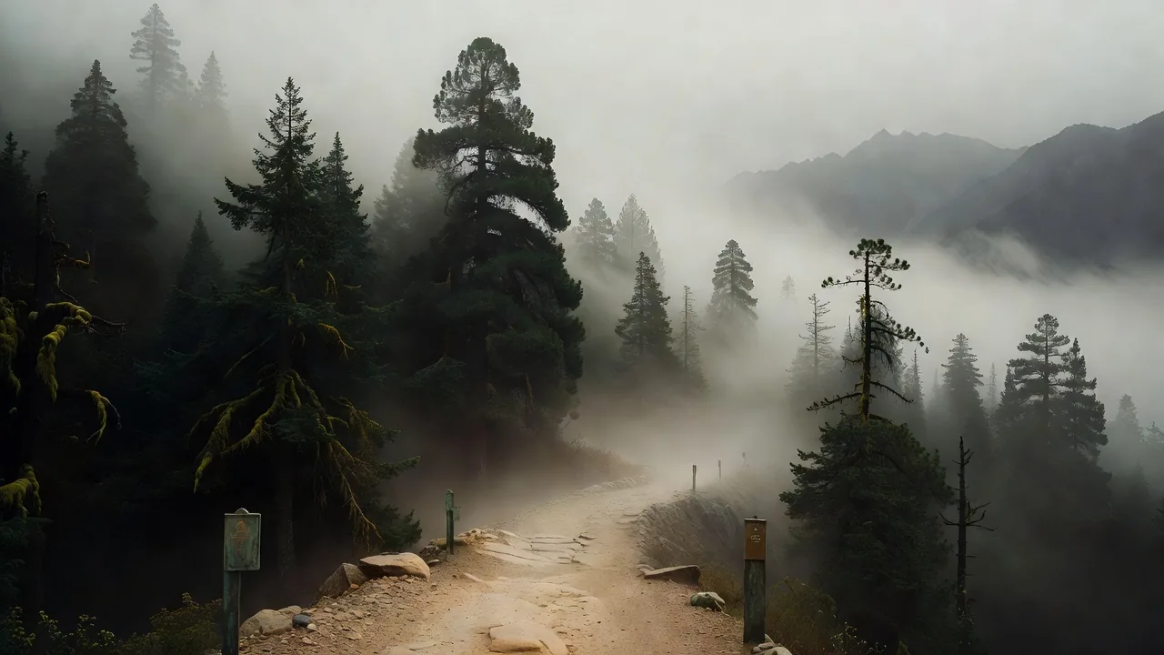 霧の朝道